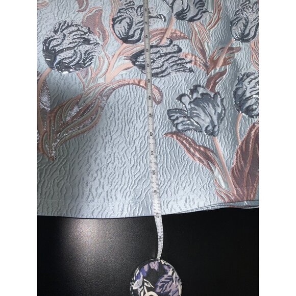 DEVCHATA Women Modest Metallic Floral Print Maxi Dress Gown in Light Blue size S - Picture 14 of 14